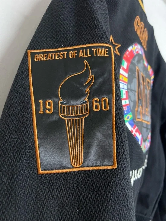 NWT Shoe Palace x Muhammad Ali Worldwide Black Embroidered Varsity Jacket